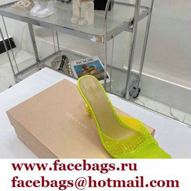 Mach  &  Mach Star Heel 8.5cm Crystal Embellished Mules PVC Light Green 2022